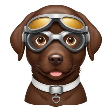 Chocolate lab with racing goggles sticker