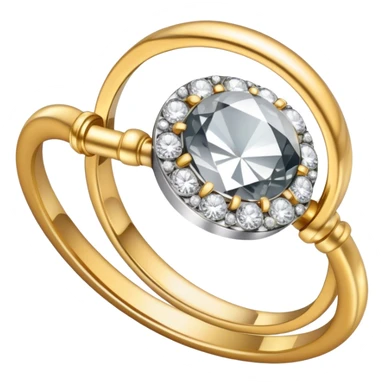 Create a bright, intricate, and elegant emoji that represents jewelry making and craftsmanship. The design should feature a combination of elements like a diamond, a delicate ring, and a jeweler's tool (e.g., a magnifying loupe or small hammer). Use a sparkling effect to emphasize luxury, with gold and silver tones. The emoji should be visually striking and convey creativity, precision, and beauty. Make the background transparent. sticker