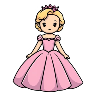 blonde princess holding her puffy pink ballgown dress sticker