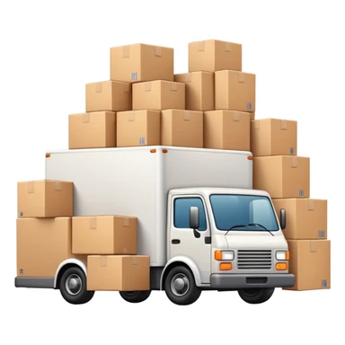 delivery truck overflowing with packages in the back sticker