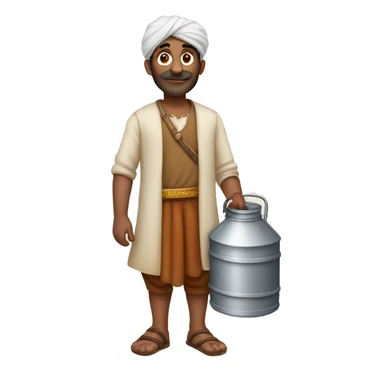 An indian man with a milk can in his hand sticker
