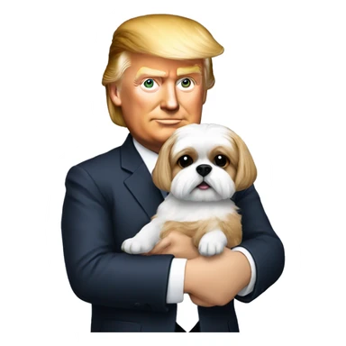 Donald trump holding a shih tzu dog in his arms sticker