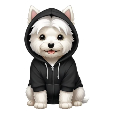 west highland white terrier￼ wearing a black hoodie emoji￼ sticker