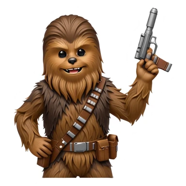 Chewbacca, the wookiee from Star Wars with brown fur and bandolier sticker