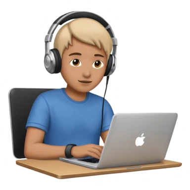 laptop ile çalışan kulaklık tana biri sticker