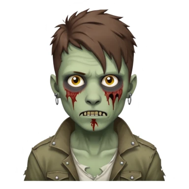 Masculine Zombie with lil bit curly medium brown hair in wolf cut hair style and bridge piercing  sticker
