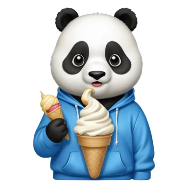 Panda eating ice cream in a blue hoodie sticker