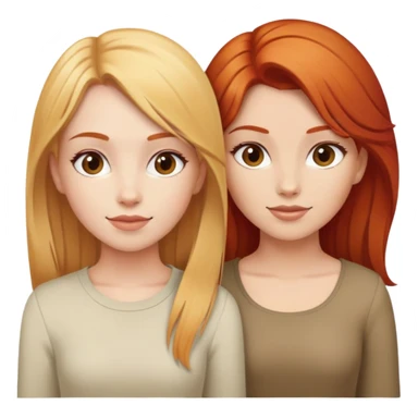 Red haired girl and blonde haired girl posing together sticker