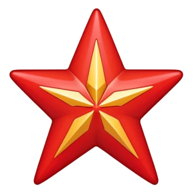 a twelve point star with slightly rounded borders, red sticker