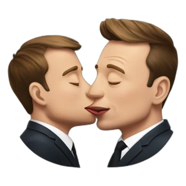 Emmanuel Macron kissing Elon Musk sticker