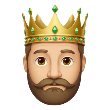 Create a cartoon-style emoji of Gaspar, one of the Three Wise Men. Only show his face and crown. He is middle-aged to older, with a brown beard, gentle wrinkles, and a green and gold jeweled crown. Express a wise and friendly demeanor. Colorful and simple, suitable as an emoji. sticker