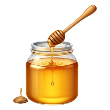 jar of golden honey with a dipper sticker