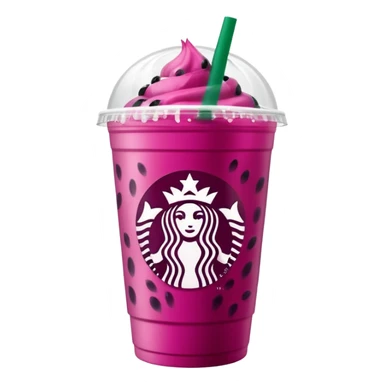 Starbucks dark pink dragonfruit refresher. white opaque lid. starbucks logo. sticker