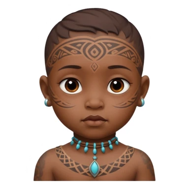 tatooed baby on neck and face, tribal ancient sticker