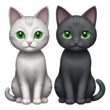 2 different coloured small cats including a dark grey and white and a completely solid dark grey with green eyes and only white paws sticker