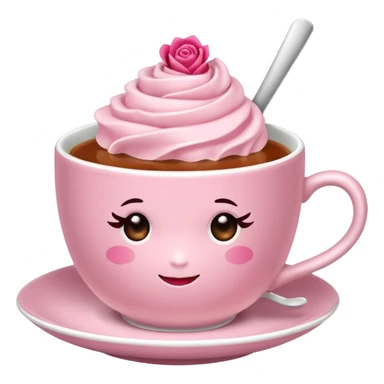 rose hot milk tea with tea cup sticker