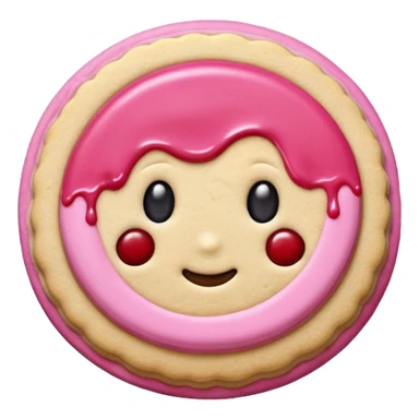 Sugar cookie with pink frosting and jam￼ sticker
