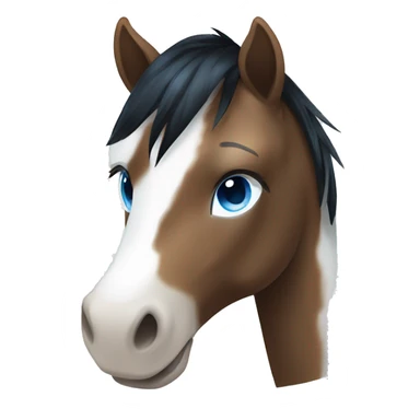 Brown and white spotted pony with black hair and blue eye sticker