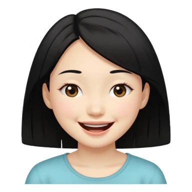 a girl genuinely feeling happy so so so much laughing so hard with her eyes folded black hair asian gorl sticker