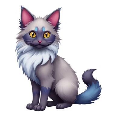 Colorful exotic Fantasy-Ragdoll-Fakémon-Lykoi-feline-hybrid (full body) sticker