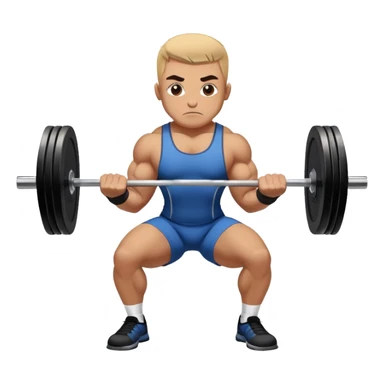 Powerlifter lifting a heavy barbell in a dramatic display of strength, muscles flexing under the pressure. The focus is on the lifter's intense effort and the heavy weights on each side. The background features a gym with weights and equipment, emphasizing the raw power of the sport.  sticker