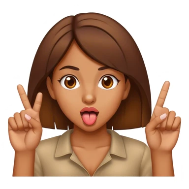 brown Girl sticking tongue out with middle fingers  sticker