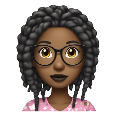 black girl with locs  she has a loc bang tho and her hair color is blonde and black. she also has black glasses and full lips. and she loves hello kitty sticker
