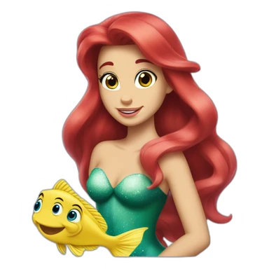 Ariel with flounder the little mermaid sticker