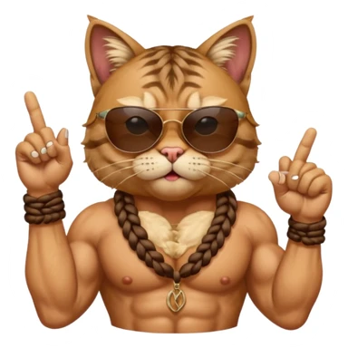 Bodybuilder cat with braids wearing sunglasses with and showing middle finger and cigar in mouth  sticker
