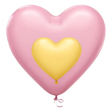 The heart is a balloon in soft pink, beige and yellow pastel light sticker