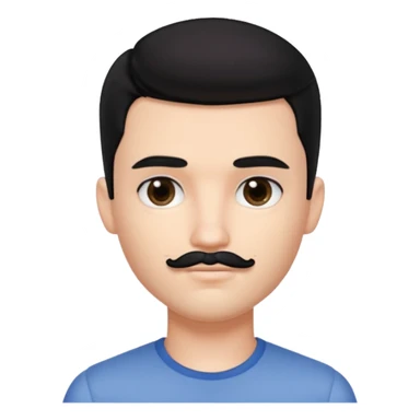 Morning pretty handsome bratz man, with black hair and Little square mustache with black black black  eyes,  short dar, pale skin, defined jawlines sticker