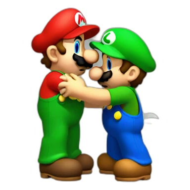 luigi kissing mario sticker