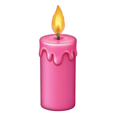Draw a pink candle with a flame on it at an angle of 15 degrees from the horizontal. sticker