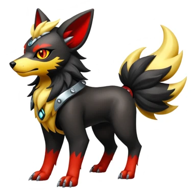 Shiny Gothic Punk’ish Exotic Futuristic Houndoom-Arcanine-Zorua-Torracat-Pokémon-Fakémon-hybrid-creature sticker