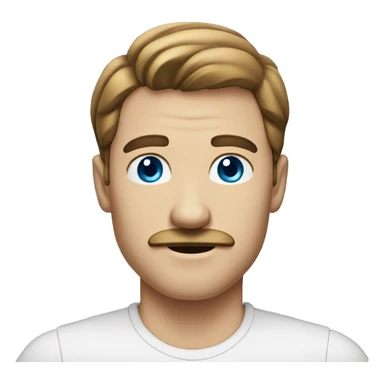 man with mustache, white man, blue eyes, brownish hair, handsome sticker