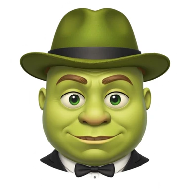Shrek wearing a monocle and mafia hat sticker