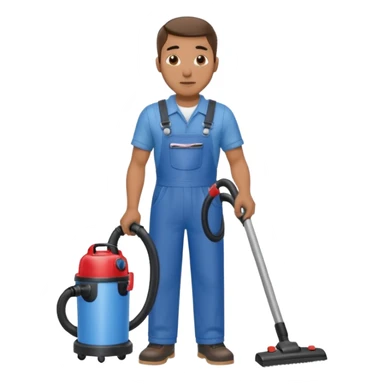técnico de limpieza hombre sujetando una aspiradora de agua sticker