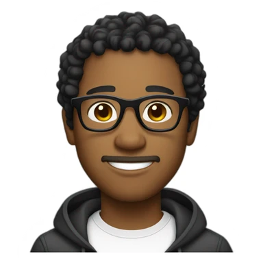 curly short black-haired man wearing square glasses light skin sticker