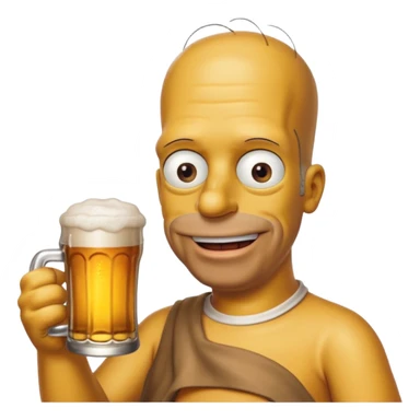 homer simpson no hair  smiling with a beer sticker
