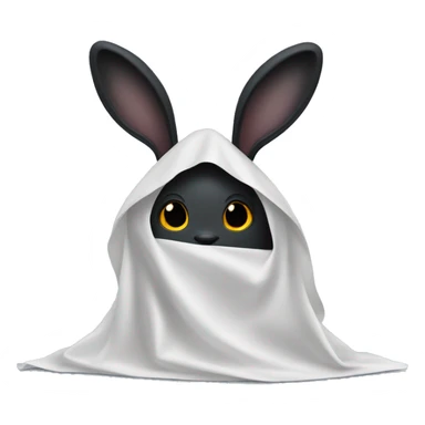 black rabbit under a white sheet like a ghost with ears sticking out sticker