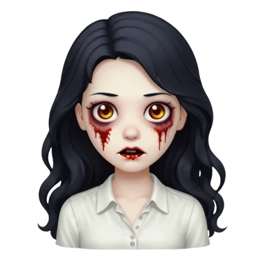 garota zumbi com cabelo preto ondulado longo blusa BRANCA sticker