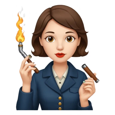 Woman smoking a pipe with a lighter  sticker