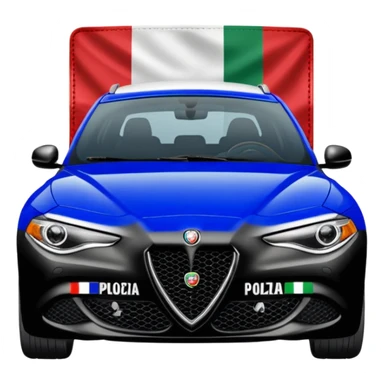 crea auto di servzio alfa romeo giulia colore nero con la scritta polizia penitenziaria e la bandiera italiana sticker