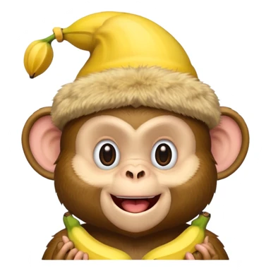 monkey with banana hat sticker