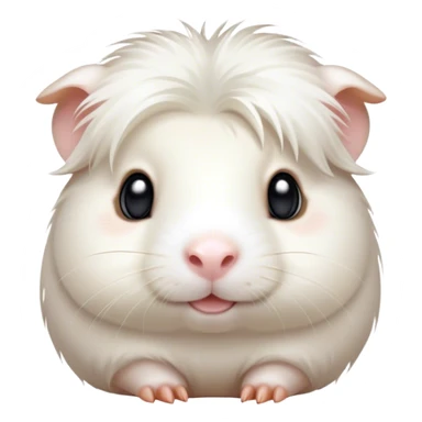 Cinematic Cute White Guinea Pig Portrait Emoji, Head tilted playfully and inquisitively, showcasing a silky, immaculate white fur with a natural glow, round, sparkling dark eyes filled with curiosity, Simplified yet irresistibly adorable features, highly detailed, glowing with a warm, friendly light, high shine, affectionate and lively, stylized with a touch of whimsy, bright and endearing, soft glowing outline, capturing the essence of a mischievous yet loving guinea pig, so playful it feels like it could nuzzle out of the screen and into your arms! sticker