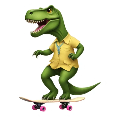 trex in a dress on a skateboard  sticker