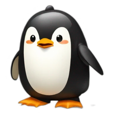 penguin with face wearing samurai helmet with big horns sticker