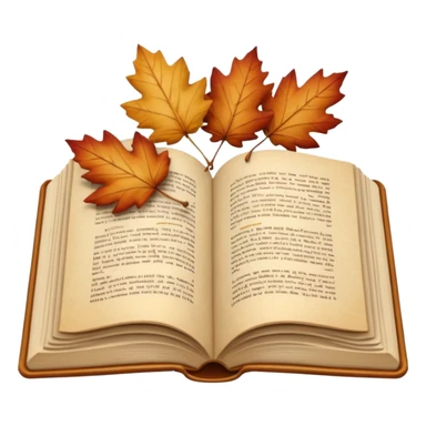 beige autumn open book with leaves on it sticker