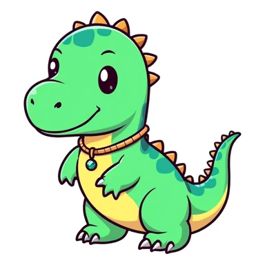 Dino trägt eine Halskette  sticker