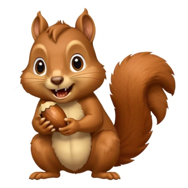 long toothed squirrel eats acorn, panicking in fear sticker